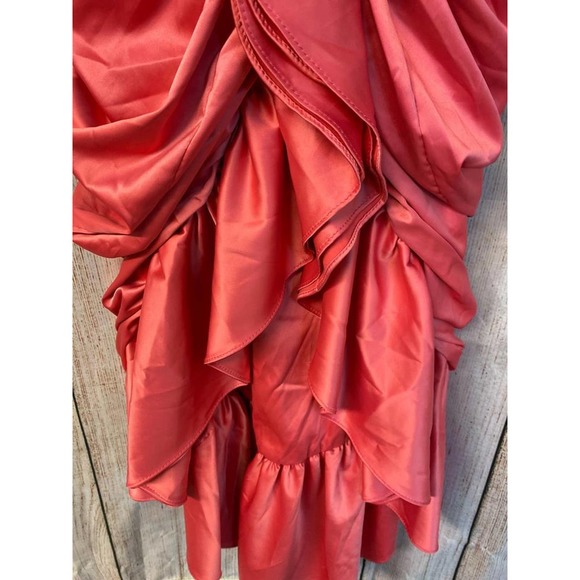 Rubber Ducky Productions stretch strapless satin poly cocktail dress L - Picture 3 of 7